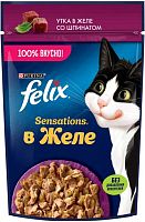 Felix wet cat food, duck in jelly and spinach, 75 g