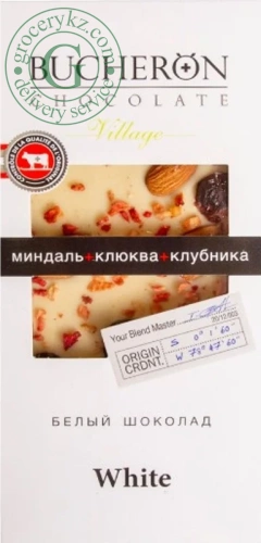 Bucheron white chocolate bar, almond, cranberry and  strawberry, 100 g