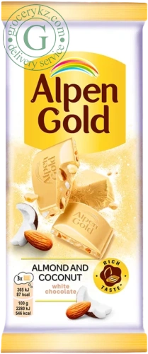 Alpen Gold white chocolate with almonds and coconut, 80 g