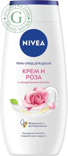 Nivea shower gel, cream and rose, 250 ml
