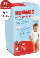 Huggies ultra comfort boys diapers, size 4+, 17 count