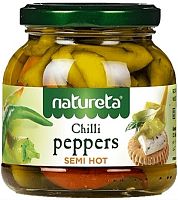 Natureta canned chili peppers, semi hot, 260 g
