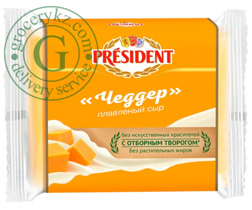President processed cheese in slice, сheddar, 150 g