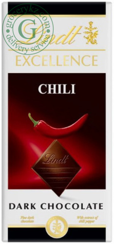 Lindt Excellence dark chocolate, chili, 100 g