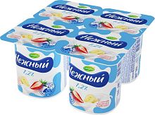 Nezhnyi yogurt with strawberry and banana juice, 1.2%, 4 in 1, 400 g