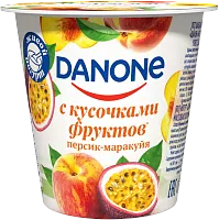 Danone yogurt, peach and passion fruit, 110 g