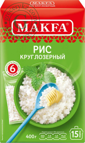 Makfa round grain rice in bags, 6 bags, 400 g