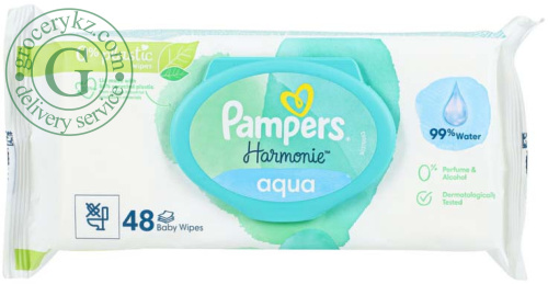Pampers baby wipes, aqua pure, 48 count