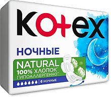 Kotex Natural Night period pads, 6 pc