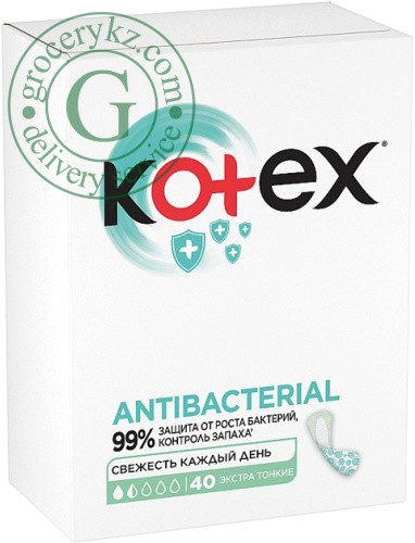 Kotex antibacterial panty liners, ultrathin, 40 pc