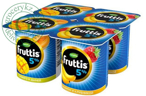 Fruttis yogurt, 5%, mango and melon, banana and strawberries (4 in 1), 460 g